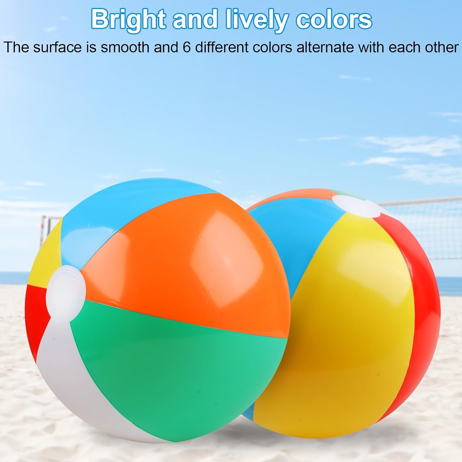 REGUICORP 2 Pack Beach Balls, 20 Inch Beach Balls, Rainbow Color Pool Toys Pool Balls for Swimming Pool, Beach Toys Inflatable Ball for Summer Parties and Water Games - Image 3