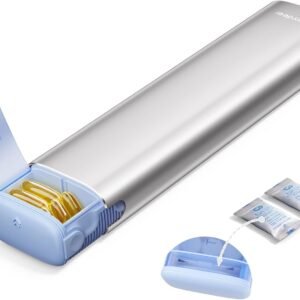 VAYDEER Metal Weekly Pill Organizer – Moisture-Proof Travel Pill Organizer with Built-in Desiccant Chamber and Airtight Lids – Large-Capacity Pill Box for Vitamins, Medicines & Supplements(Silver)