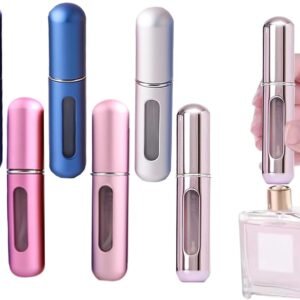 Perfume Travel Refillable Bottle,Leak-Proof,Travel Essentials for Women/Men | 6color 5ml Mini atomizer portable spray,aluminum shellleak-proof design,easy bottom-fill pump,Travel&Cruise Essentials