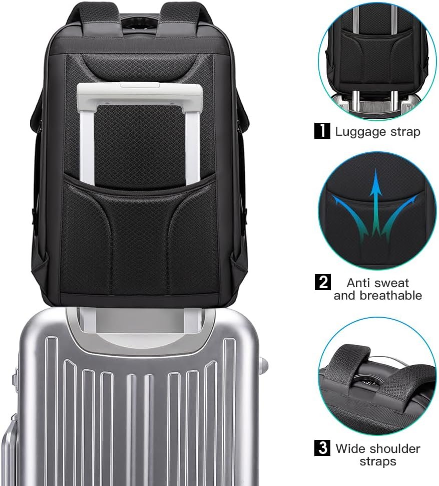 BANGE Anti-Theft Backpack with USB Charging Port 17.3 Inch Business Laptop Backpack - Image 6