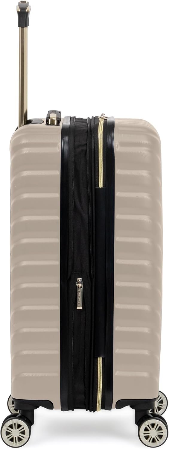 Kenneth Cole REACTION Madison Square Lightweight Hardside Chevron Expandable Spinner Luggage, Taupe, 20-Inch Checked - Image 2