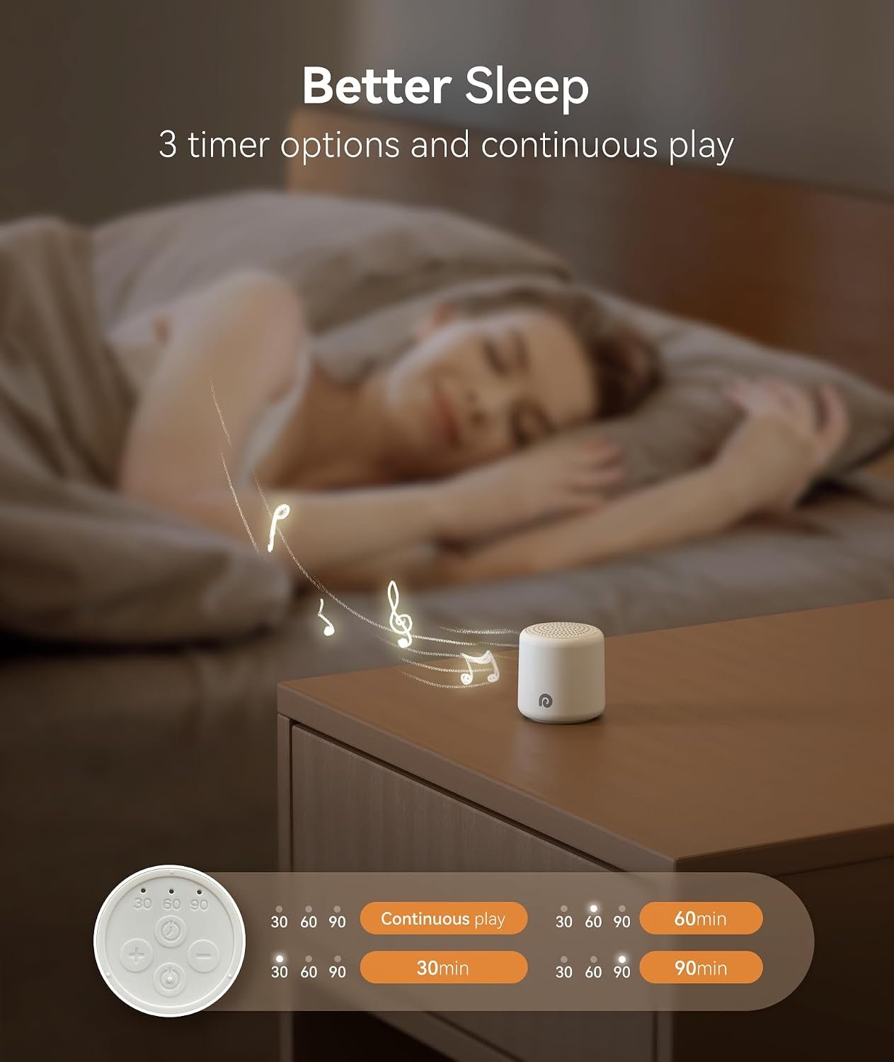 Dreamegg Portable White Noise Machine, 1000mAh Battery, Travel Sleep, Cream | Egg-Sized, 16 Sounds, USB-C, Timer, Baby & Adults, Office Privacy, Gift Use - Image 5