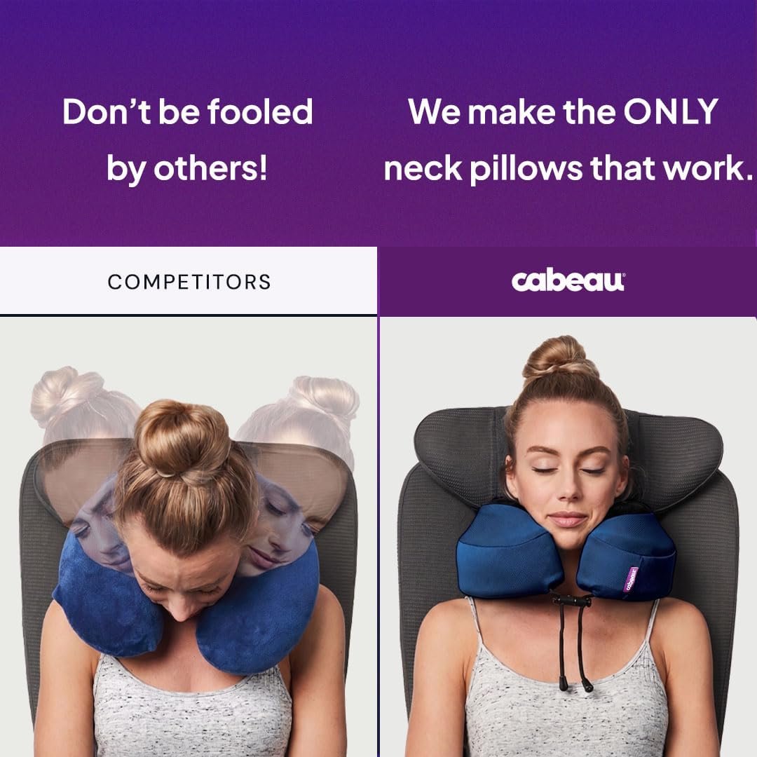 Cabeau Evolution S3 Airplane Travel Pillow for Long Flights - Supportive Memory Foam Body Positioner with Seat Straps to Secure Your Head and Neck and Provides 360 Support (Jet Black) - Image 3