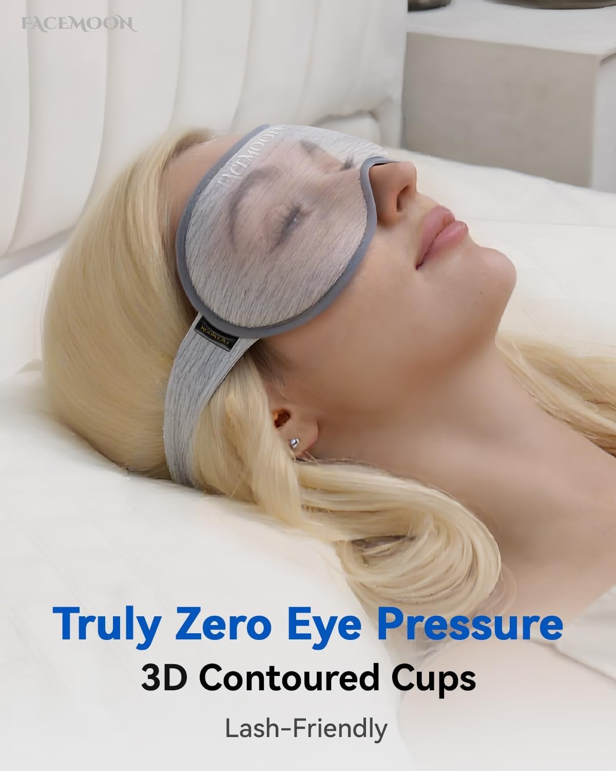 3D Blackout Weighted Eye Mask for Sleep, Airplane Travel Essential | Long flights, road trips, gentle weighted comfort, deep cups, lash-friendly, adjustable strap, daytime naps for men & women - Image 3