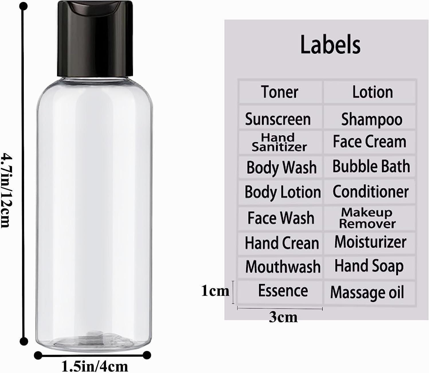 DNSEN 5 Pack 3.4 oz Travel Bottles for Toiletries TSA Approved Leakproof Plastic Empty Travel Size Bottles Containers with Labels - Image 3