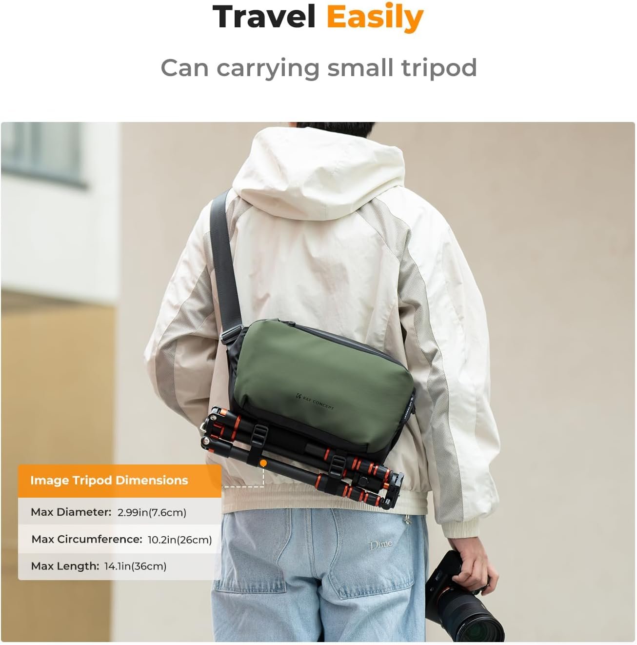 K&F CONCEPT 2 in 1 Camera Sling Bag, Everyday Shoulder Bag | Multifunction Photography Compact Crossbody DSLR Portable Bag, Compatible for Canon/Nikon/Sony, BS01 - Image 5