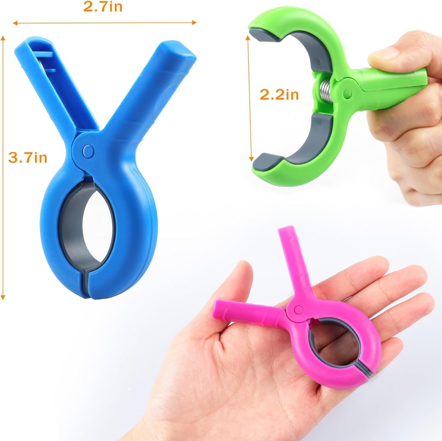 Large Beach Towel Clips for Beach Chairs, 8 Pcs Towel Holder for Beach Chair Pool Chair on Cruise, Jumbo Size Heavy Duty Clothes Pins, Beach Chair Clips to Beach Accessories Must Haves, 4 Colors - Image 3