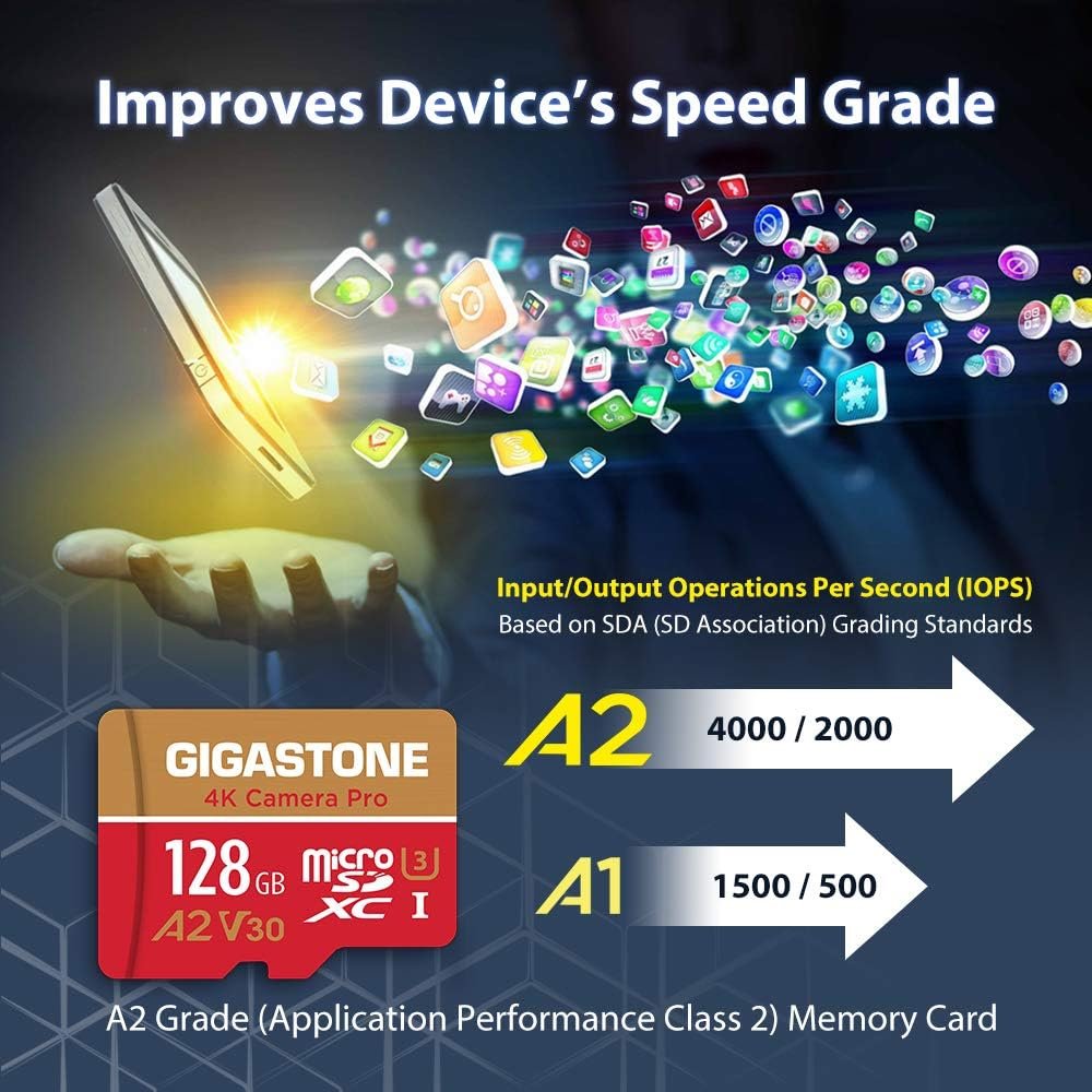 【5-Years Data Recovery】 GIGASTONE 128GB Micro SD Card, 4K Video Recording for GoPro, Action Camera, DJI, Drone, Nintendo-Switch, R/W up to 100/50 MB/s MicroSDXC Memory Card UHS-I U3 A2 V30 C10 - Image 6