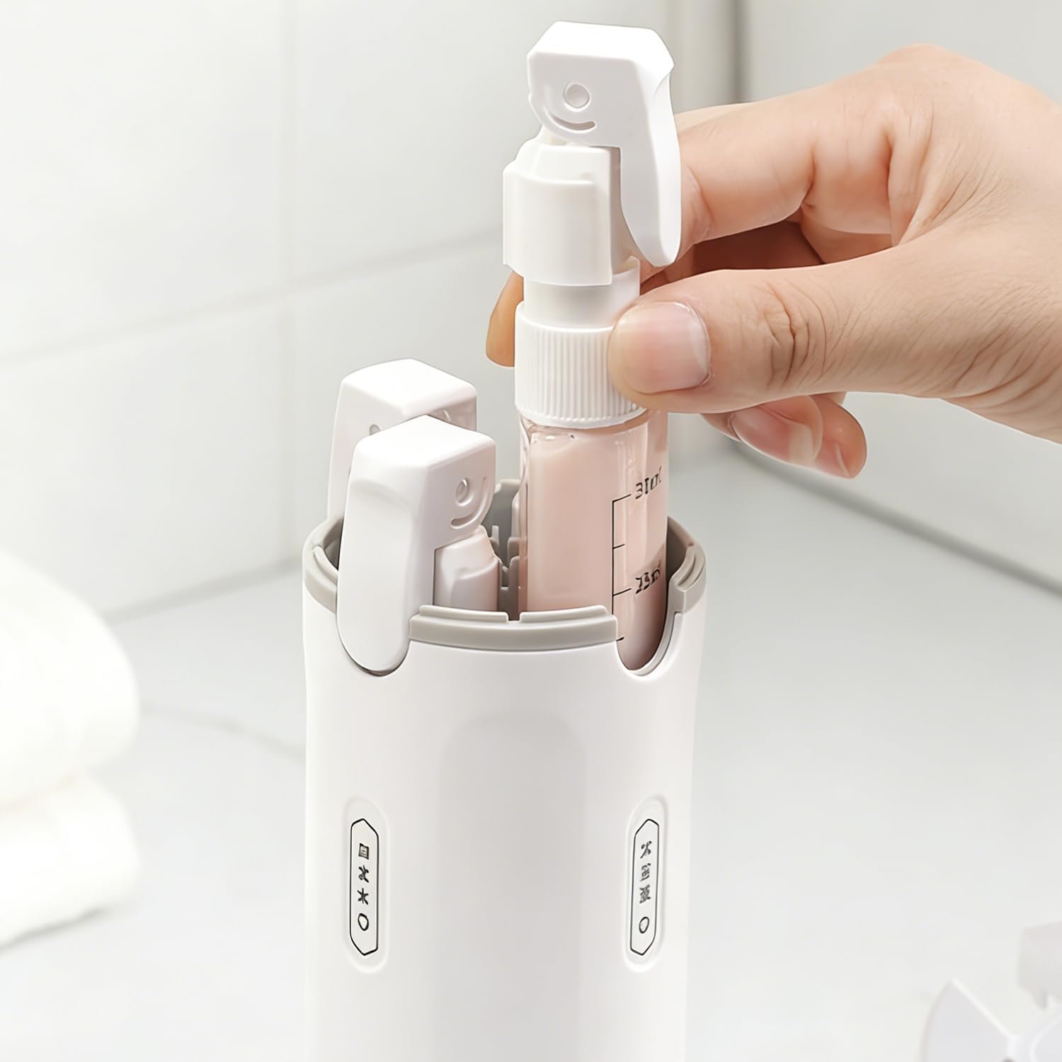 EdenEcho 4 in 1 Travel Dispenser, 4 Pack 30ML/1OZ Travel Bottles with Stickers for Toiletries, Leak Proof Travel Size Containers, Portable for Shampoo Lotion Conditioner Cream White - Image 8