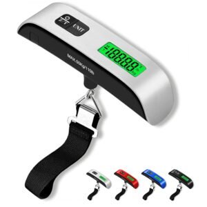 Luggage Scale, 110lb/50kg Portable Luggage Weight Scale, Silver | Unit Conversion,Automatic overload,Low battery warning modes,LED Display,for Weighing Luggage, Backpacks, Fruits and Pets