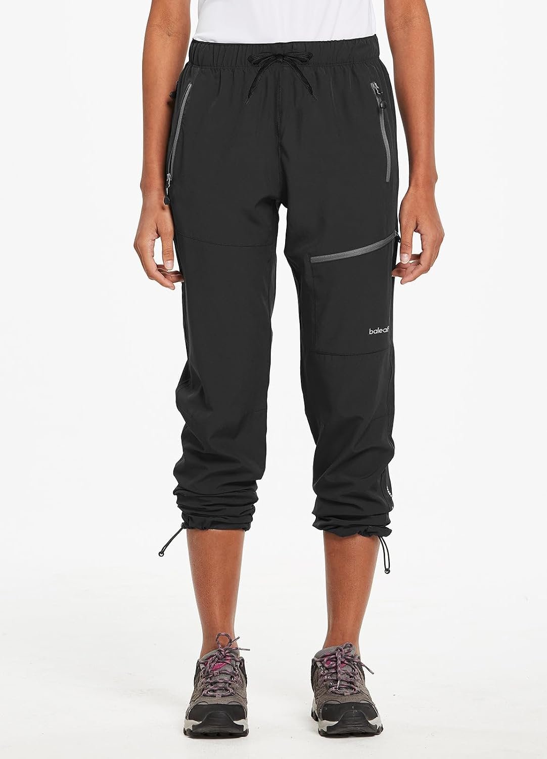 baleaf Women's Hiking Pants Quick Dry Lightweight Water Resistant Elastic Waist Cargo Pants for All Seasons | Petite/Reguar/Tall sizing, Secure Zip Pockets, Water Resistant,breathable Cargo Pants for Travel Camping - Image 2