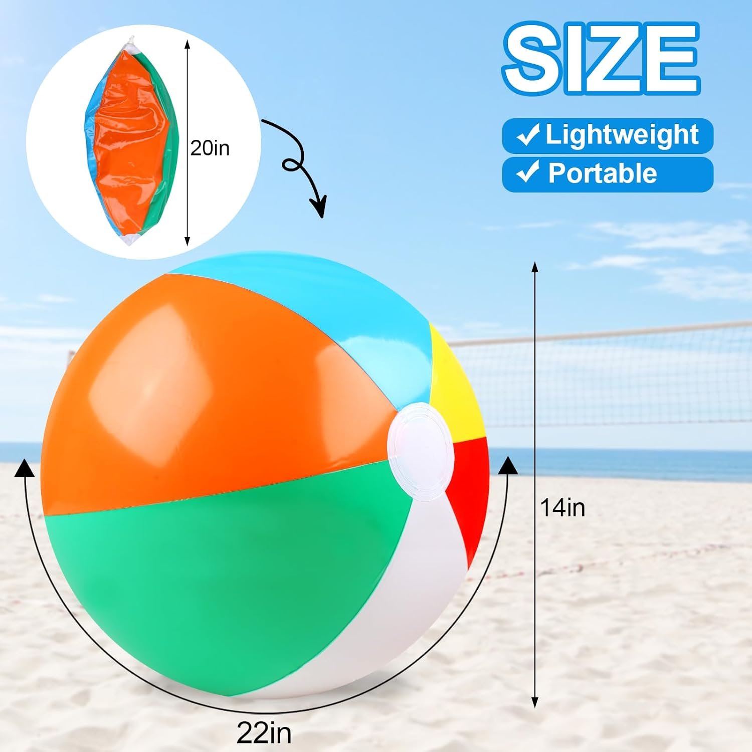 REGUICORP 2 Pack Beach Balls, 20 Inch Beach Balls, Rainbow Color Pool Toys Pool Balls for Swimming Pool, Beach Toys Inflatable Ball for Summer Parties and Water Games - Image 2