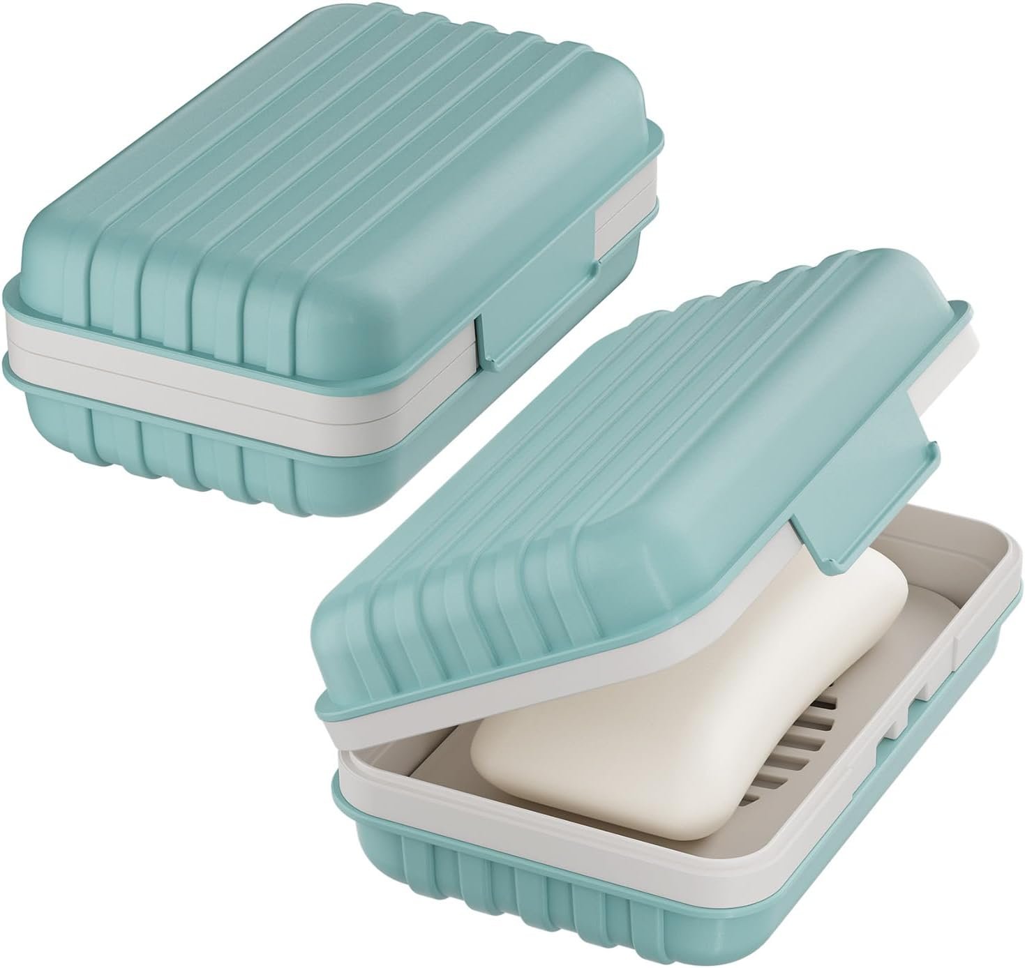 Quatish Leakproof Bar Soap Holder Dish with Lid for Shower, Portable 1 Pack Travel Soap Case Box for Gym, Camping, Hiking, Outdoor Use, Travel Size Toiletries Essentials, Keeps Soap Dry, Blue