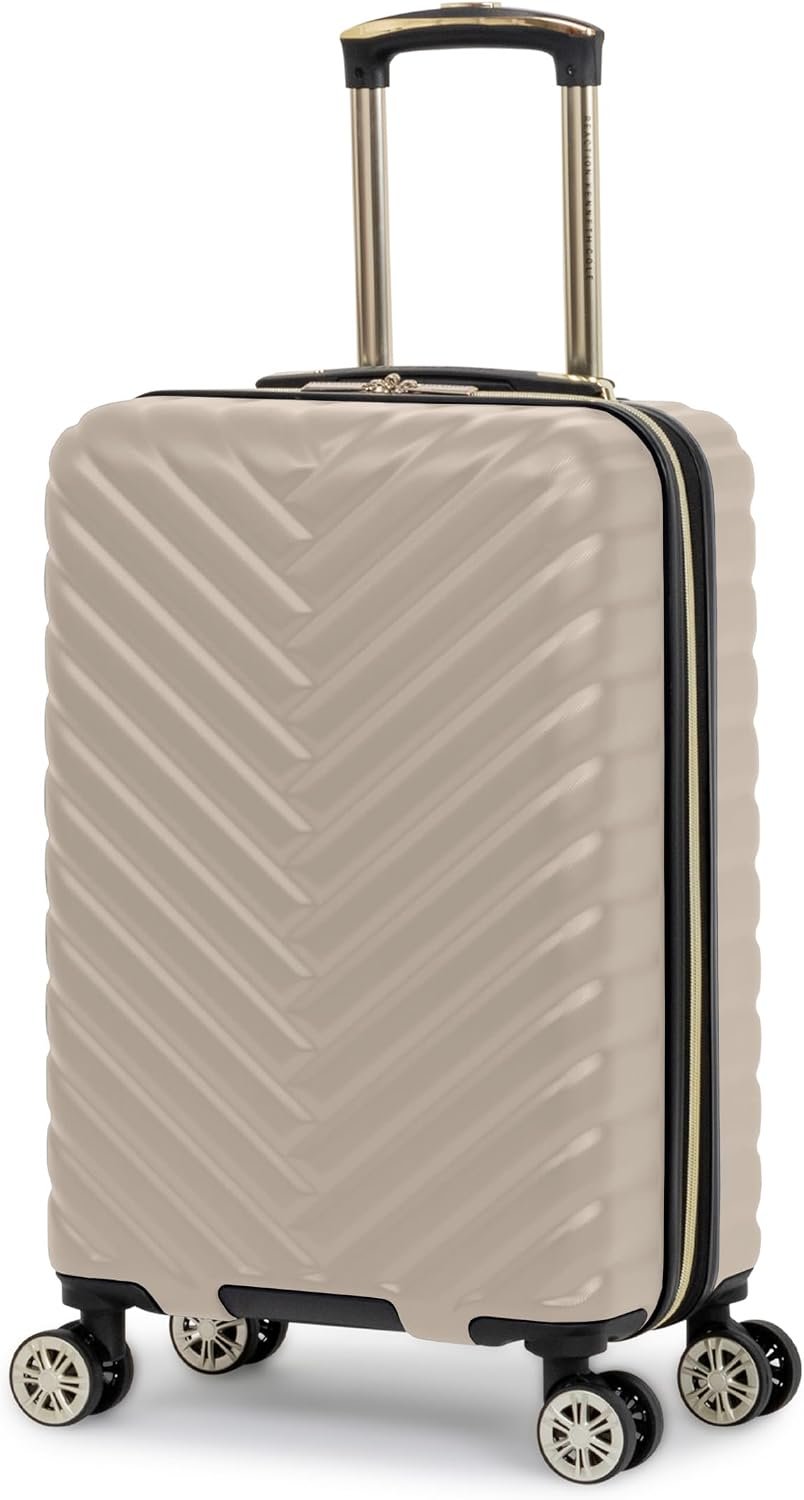 Kenneth Cole REACTION Madison Square Lightweight Hardside Chevron Expandable Spinner Luggage, Taupe, 20-Inch Checked
