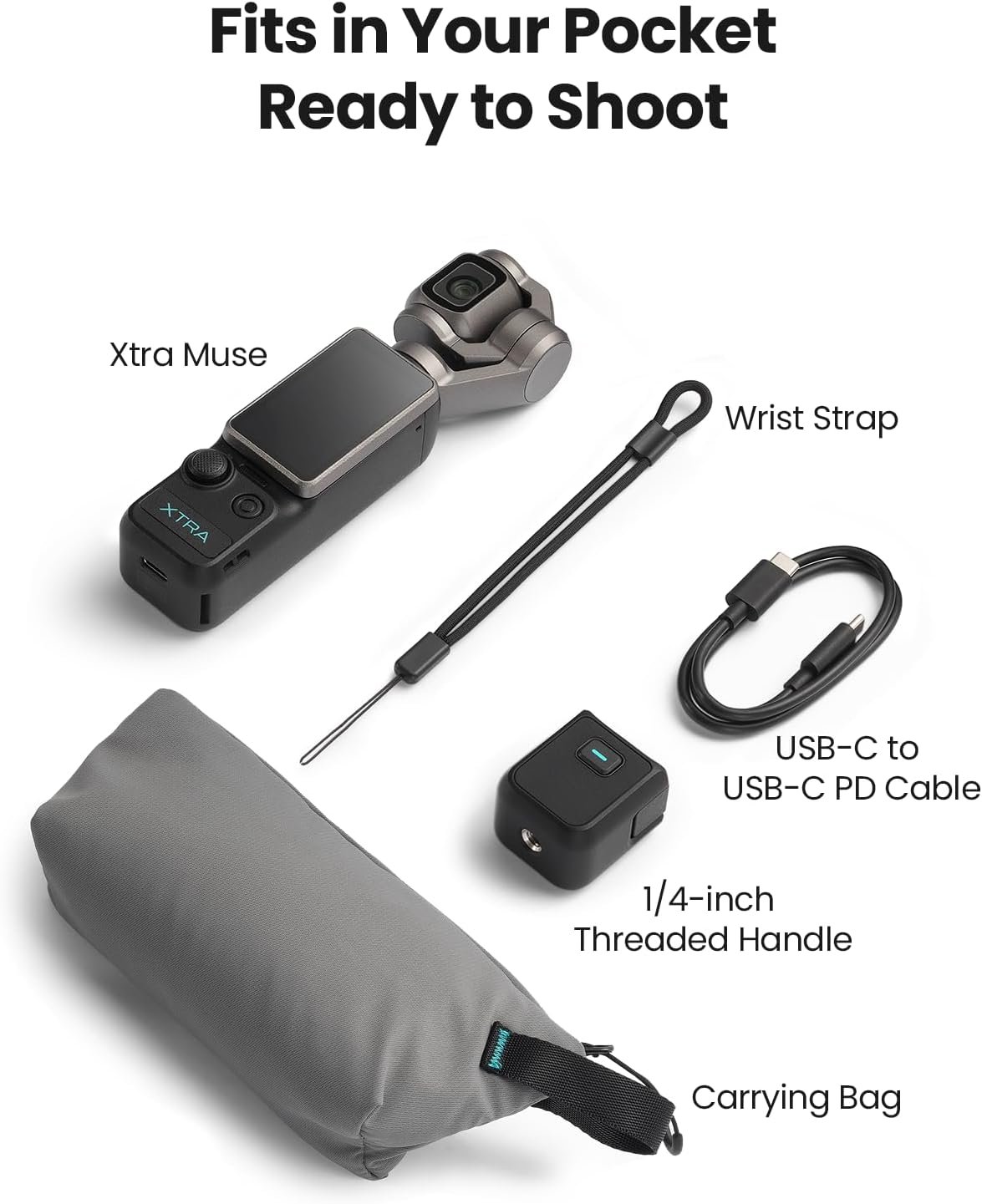 Xtra Muse, Vlogging Camera with 1'' CMOS & 4K/120fps Videos, Pocket Camera with 3-Axis Gimbal Stabilizer, Fast Focusing, Face/Object Tracking, Digital Video Camera for Photography, Digital Camera - Image 8