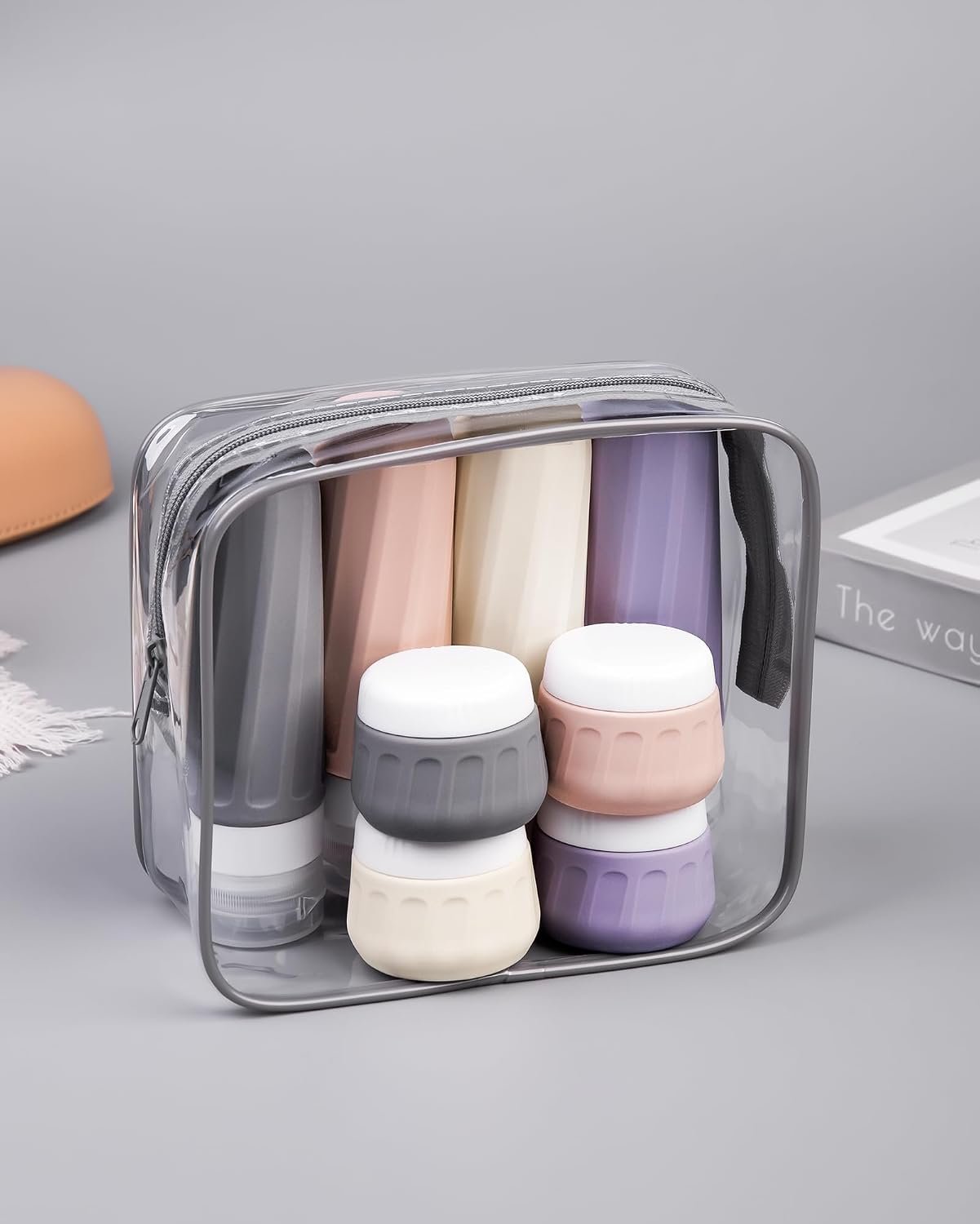 Mrsdry Travel Bottles for Toiletries 8 Pack, Travel Size Toiletries, Tsa Approved Travel Size Containers 3oz, with Travel Essentials Clear Bag, Leak Proof Silicone Squeezable Creams Jars - Image 8