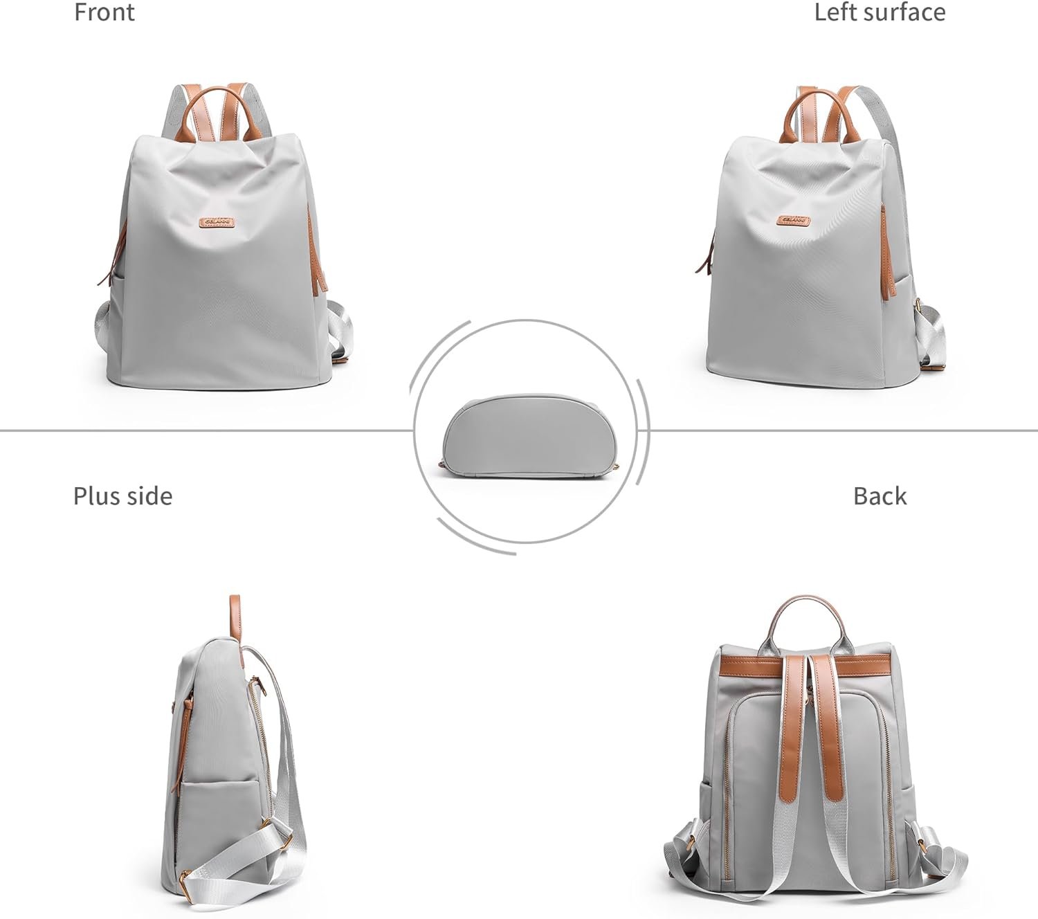 Women's Gray Backpack Purse Lightweight Nylon Anti Theft Urban Daypack Bag | Rear Zipper Opening with Adjustable Shoulder Straps Dual Top Handles Side Pockets for Travel Commuting Shopping Everyday Use - Image 2