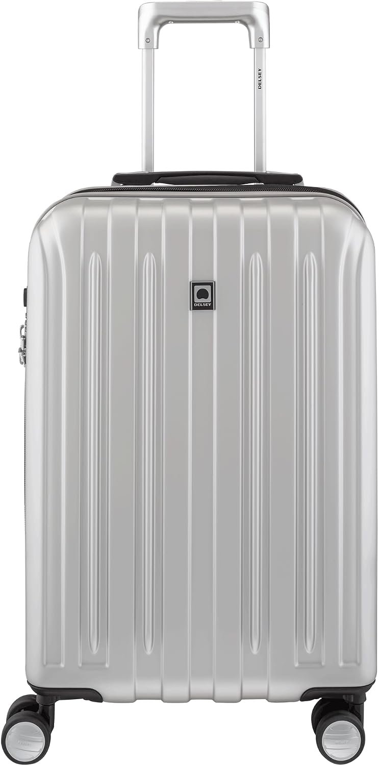 DELSEY PARIS Titanium Hardside Expandable Luggage with Spinner Wheels Carry-On Luggage, Silver, Carry-On 21 Inch