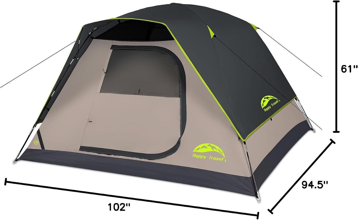 Happy Travel Camping Tent, 4/6 Person Dome Tents for Camping with Rainfly | Waterproof Clip Easy Setup Portable Family Tent with Mesh Windows, 20% More Headroom Backpacking Tents for Camping & Hiking - Image 10