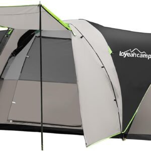 LOYEAHCAMP 8 Person Larger Extended Dome Camping Tent with 3 Rooms | Waterproof Semi-Freestanding Family Outdoor Tent with Spacious Interior and Mesh Windows