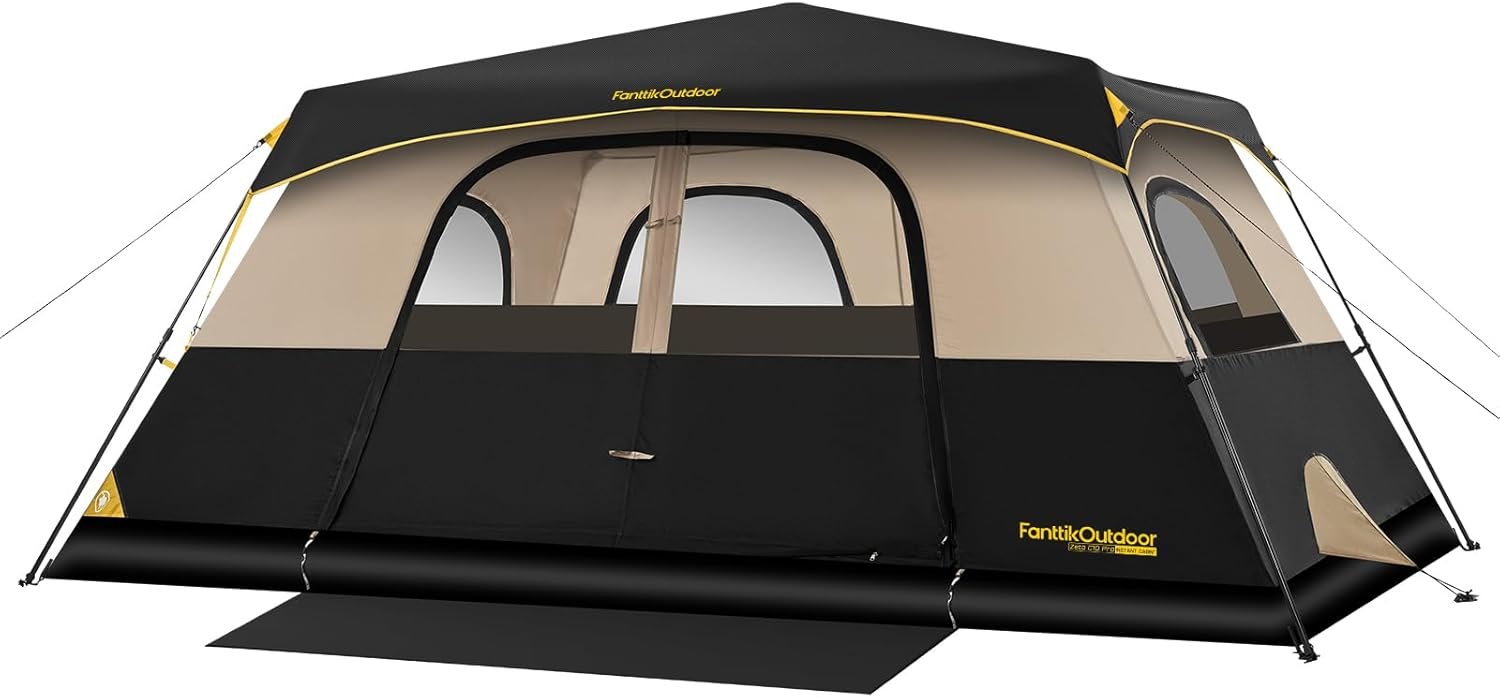 FanttikOutdoor 4/6/8/10 Person Instant Tent for Camping Setup in 60s | Camping Tent with Rainfly & Windproof, Portable Instant Cabin Tent with Carry Bag for Family Camping & Hiking
