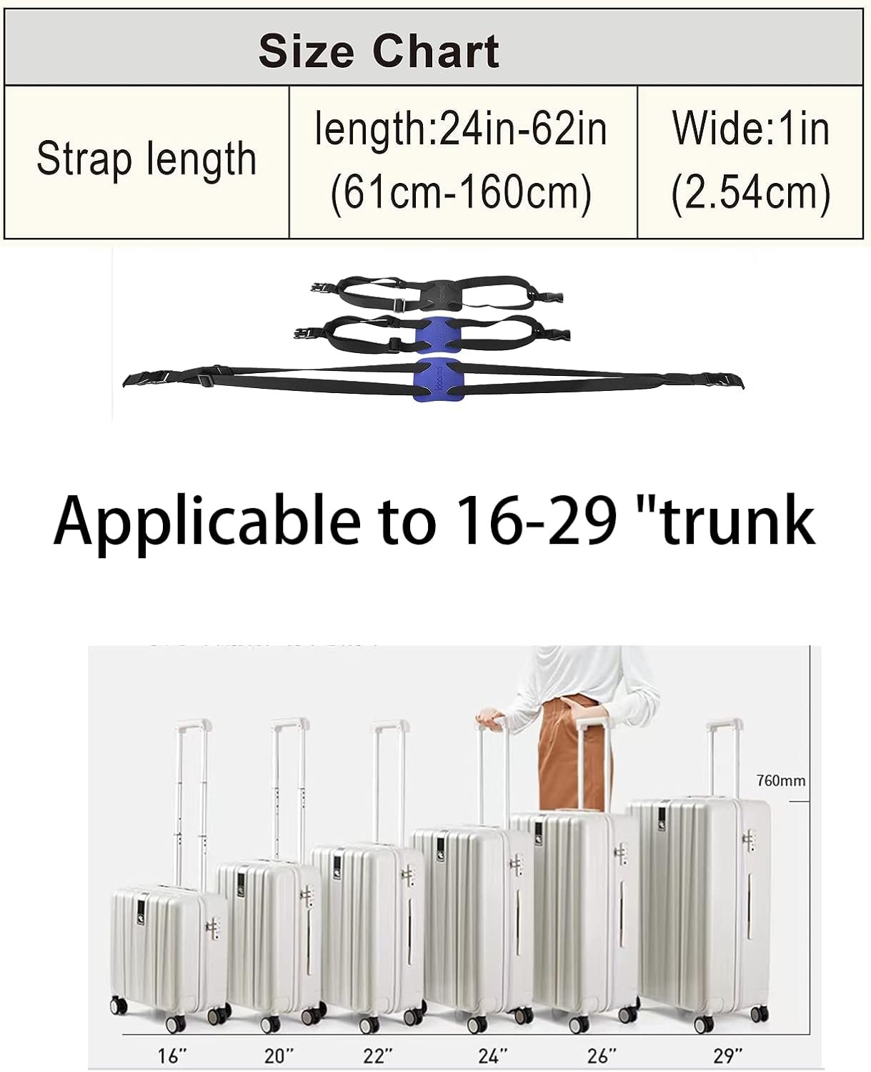 Luggage Straps Bag Bungee, Luggage Straps Suitcase Adjustable Belt,Add a Bag Easy to Travel Suitcase Elastic Strap Belt – (Black) - Image 5