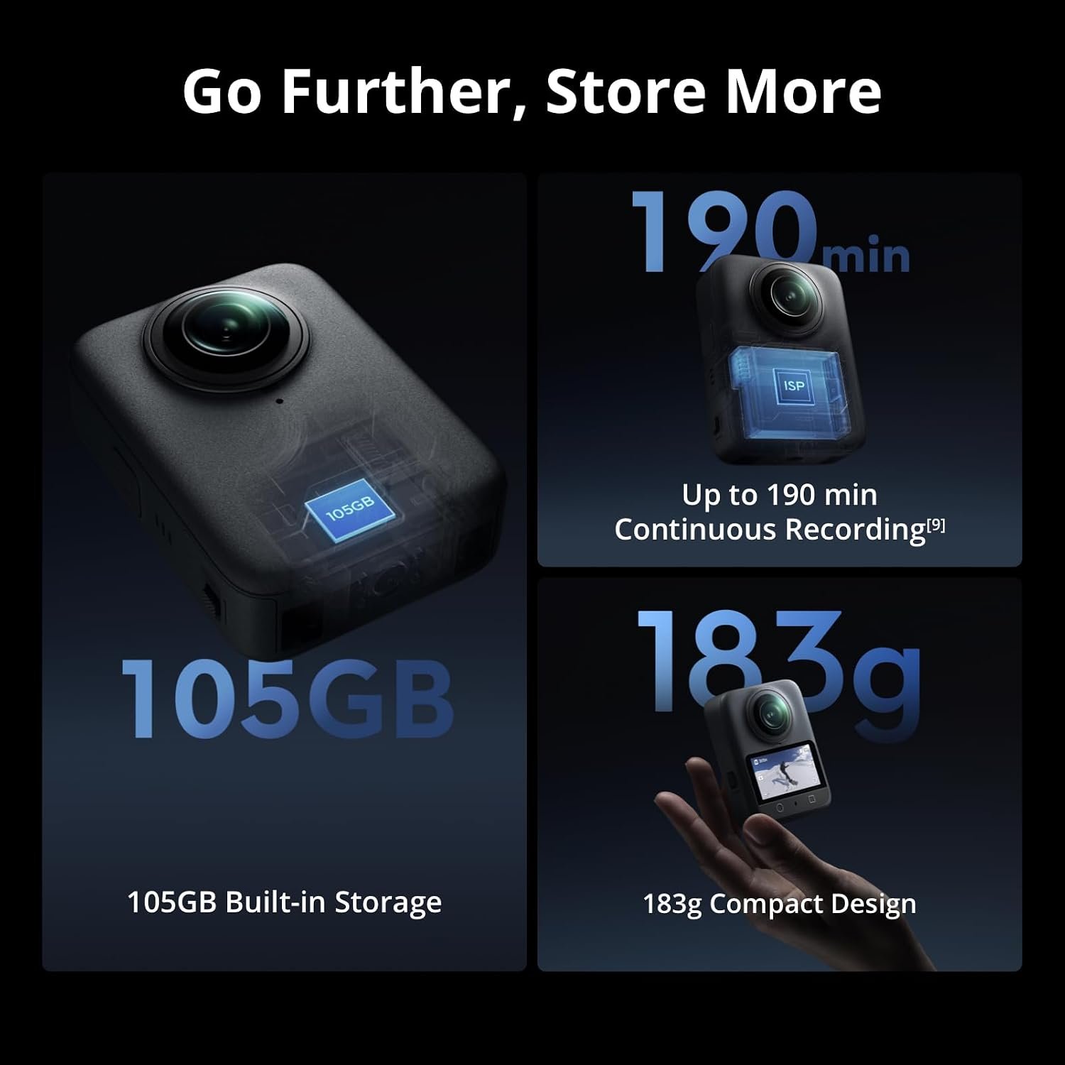 DJI Osmo 360 Essential Combo, 360 Action Camera | 1-Inch 360° Imaging, Native 8K 360° Video, 4K/120fps & 170° Boost Video, 1.2m Invisible Selfie Stick Kit - Image 6