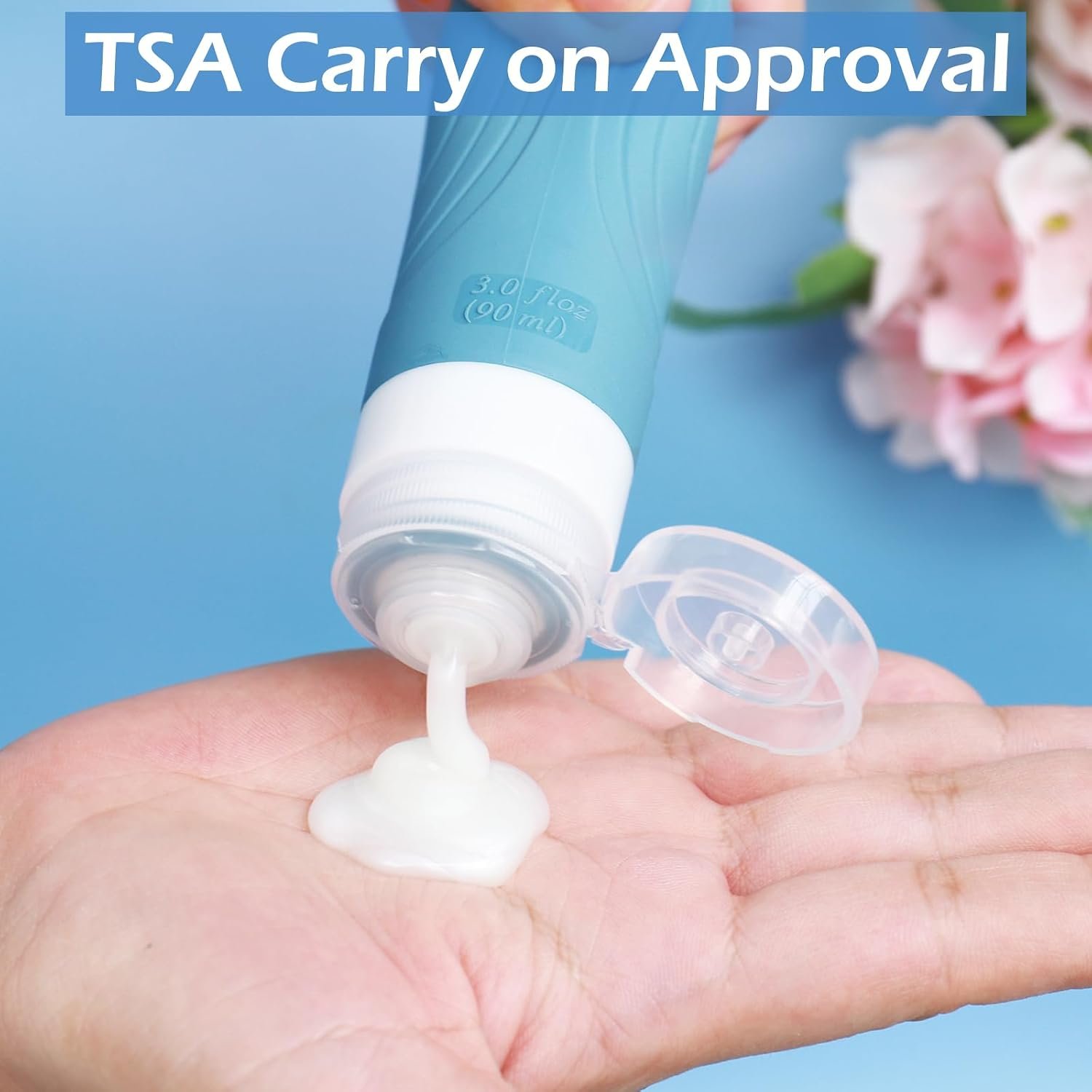 GLAMFIELDS Travel Bottles for Toiletries,TSA Approved 3oz size Leak Proof Silicone Containers for Shampoo, Conditioner,Easy to Squeeze and Portable, Essentials for Traveling (4 Pack) Black | TSA approved; Leak-proof silicone; Easy to squeeze; For shampoo, conditioner; Portable toiletry containers; for travel - Image 4