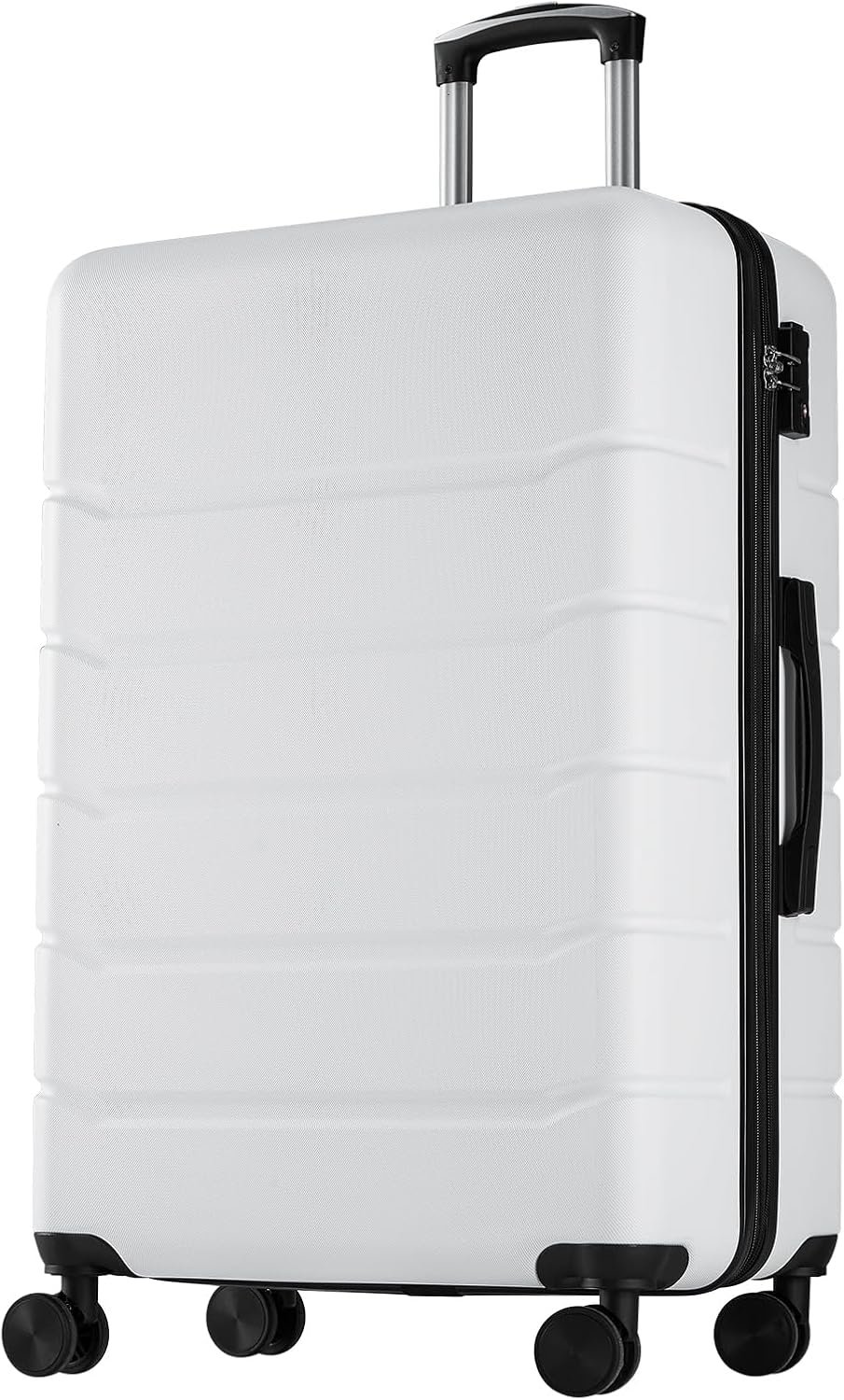 Sweetcrispy 28 Inch Checked Luggage, Suitcase with Spinner Wheels | Expandable, ABS Hard Shell, Lightweight, Rolling, Smooth, TSA Lock, Business Trips and Daily Vacations, Cream White