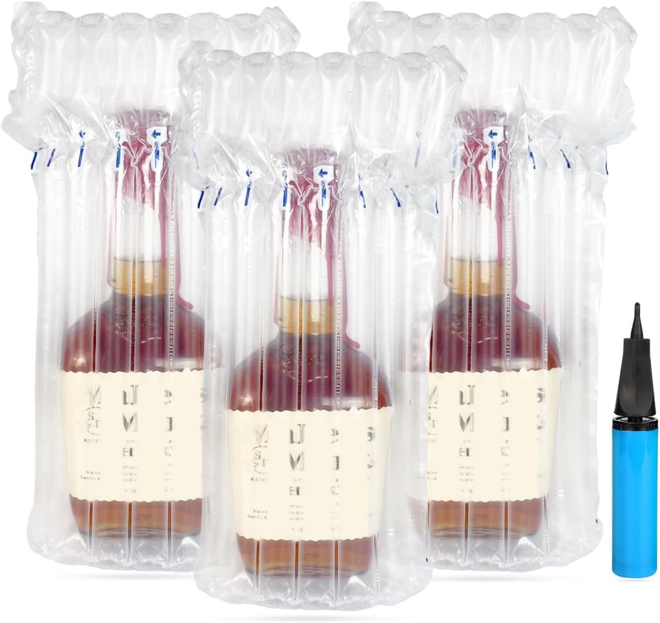 Whiskey Bottle Travel Protector Bags, Conilly Inflatable Air Column Packaging Bubble Bag with Free Inflator Pump, Reusable Whiskey Bottle Protector, Safe Choice for Whiskey Transportation (10)