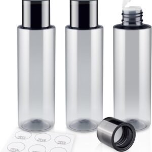150ML/5OZ Travel Size Toiletries, 3 Pack Travel Size Containers | Double Leak Proof & Refillable Plastic Travel Bottles for Shampoo, Lotion, Body Wash with 6pcs Labels