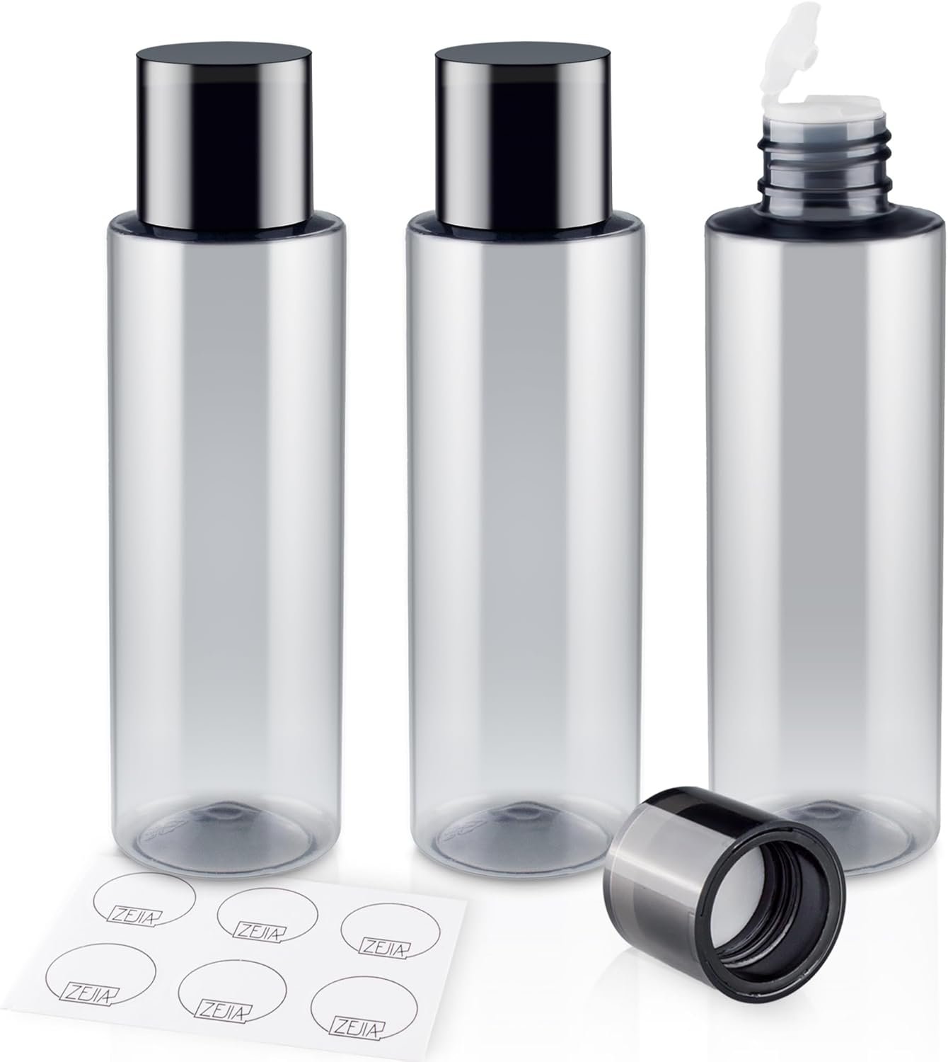 150ML/5OZ Travel Size Toiletries, 3 Pack Travel Size Containers | Double Leak Proof & Refillable Plastic Travel Bottles for Shampoo, Lotion, Body Wash with 6pcs Labels