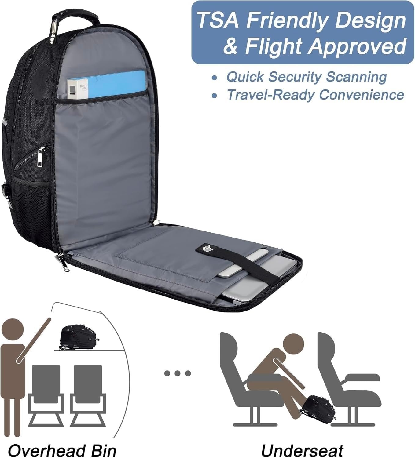 Extra Large Laptop Backpack, 17 inch Computer Backpack for Men Travel Work | TSA Flight Approved Travel Backpack for Men, RFID Business Computer Bag, Heavy Duty Water Resistant College Bookbag for Work - Image 3