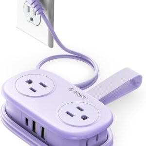 ORICO Purple Cruise Approved Travel Power Strip with 4FT Extension Cord | 4 AC Outlets, 2 USB-A Ports, and 1 USB-C Port, with Non Surge Protector for Travel/Dorm/Office ETL Listed -AP3