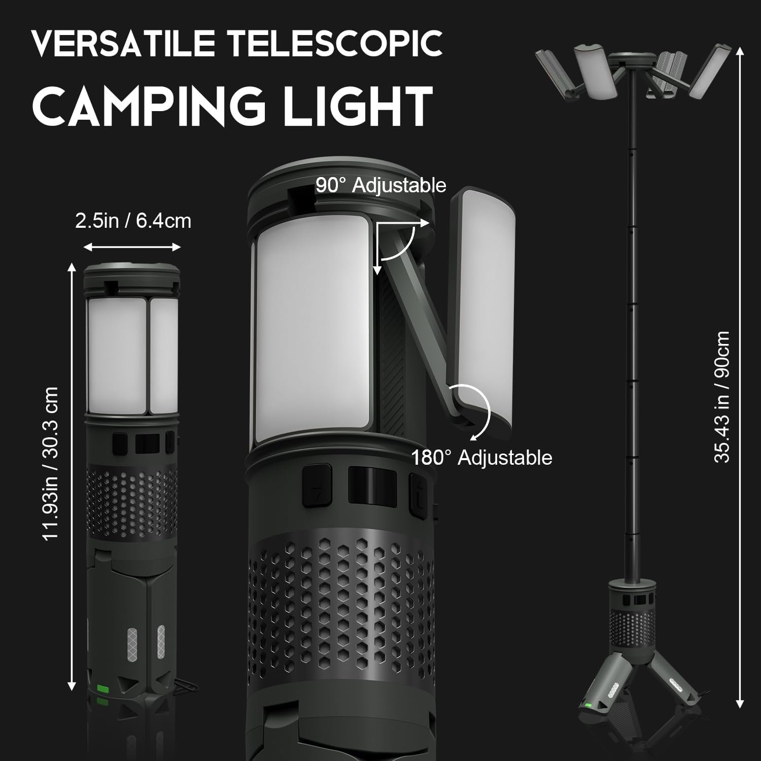 Telescopic Camping Lights with Stand, 40H Playtime, Magnetic Base | 12000mAh Portable Flashlight, RGB Ambient Lighting, Collapsible IPX5 Waterproof for Camping, Hiking and Emergency Use - Image 7