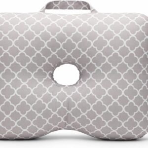 Ear Comfort Travel Pillow with Ear Hole- Side SleepingTravel Cushion with Handle-Lightweight Skin-Friendly Fabric (Light Gray)