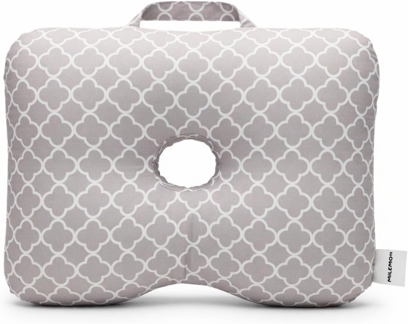Ear Comfort Travel Pillow with Ear Hole- Side SleepingTravel Cushion with Handle-Lightweight Skin-Friendly Fabric (Light Gray)