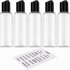 DNSEN 5 Pack 3.4 oz Travel Bottles for Toiletries TSA Approved Leakproof Plastic Empty Travel Size Bottles Containers with Labels
