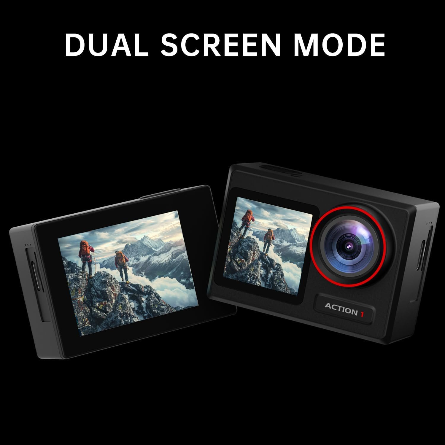 ODDV 4K60FPS 30MP Action Camera with Front LCD and Touch Rear Screens, Underwater Camera with 5X Zoom, 132FT Waterproof Camera, EIS, WiFi Remote Control(Black) - Image 3