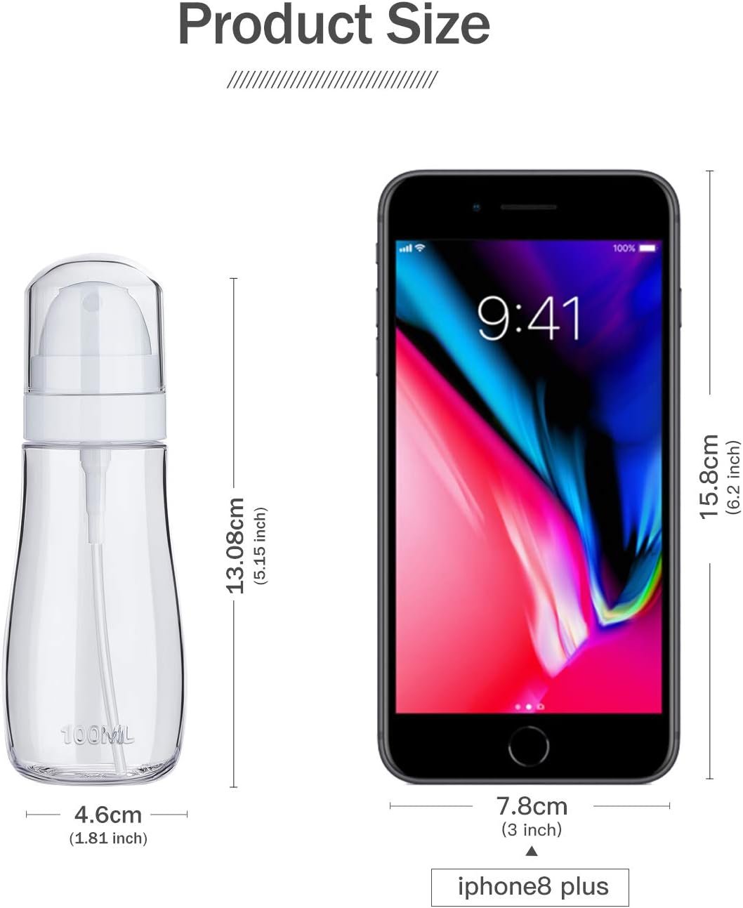 Yolaist Small Spray Bottle with Fine Mist, 2 Pack 3.4oz/100ml TSA Approved Travel Size, Refillable Empty Mister Spray Bottles for Hair, Face, Plants, Cleaning, Cosmetics & Essential Oils - Image 6