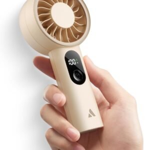 Aecooly Mighty Portable Fan, Powerful Handheld Fan, USB Rechargeable | [10H Max Cooling Time], Mini Personal Battery Powered, Pocket for Travel, Summer, Gifts for Women, Girls -Beige