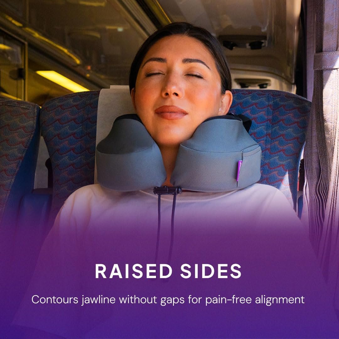 Cabeau Evolution S3 Airplane Travel Pillow for Long Flights - Supportive Memory Foam Body Positioner with Seat Straps to Secure Your Head and Neck and Provides 360 Support (Jet Black) - Image 7