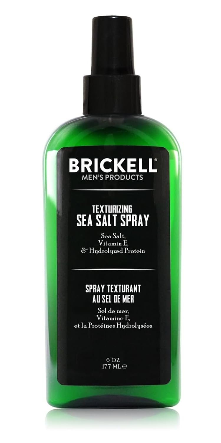 Brickell Men's Texturizing Sea Salt Spray for Men, Alcohol-Free, Lifts & Texturizes Hair for a Beach or Surfer Hair Style, With Sea Salt, Vitamin E & Hydrolyzed Protein, 6 Ounce