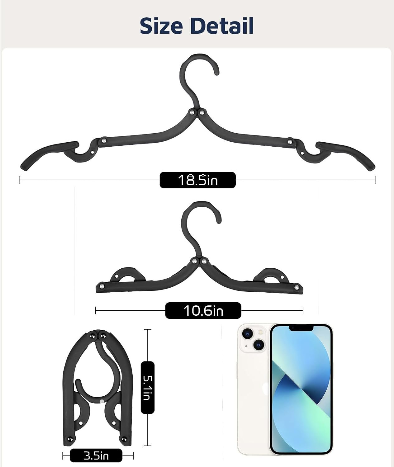 10 Pcs Travel Hangers, Cruise Ship Essentials Foldable Hangers Plastic Travel Essentials, Portable Cruises Must Haves 2026 for Skirt, Suitcase, RV Camping Airplane Europe Vacation Essential, Black - Image 5