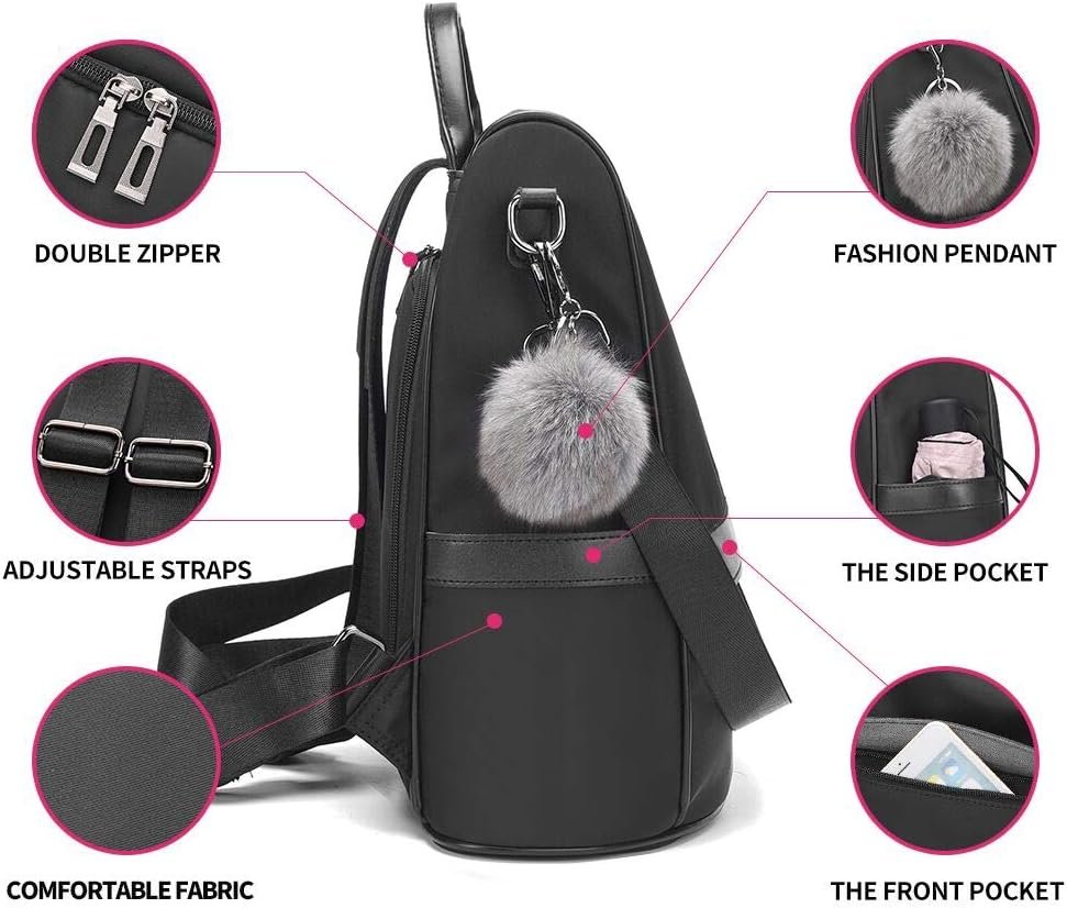 CHERUTY Women Backpack Purse Nylon Anti-theft Fashion Casual Lightweight Travel Shoulder Bag - Image 5