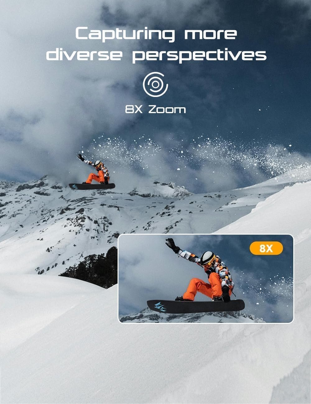 Apexcam M80 AIR 4K 60FPS 64MP EIS WiFi Action Camera Waterproof Underwater Camera 40M Sport Camera 2.0'LCD 2.4G Remote Control 2X1350mAh Batteries and Multiple accessorie - Image 6