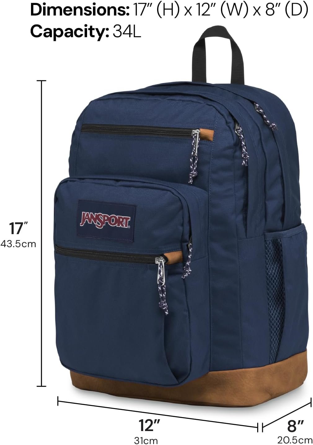 JanSport Cool Backpack, with 15-inch Laptop Sleeve - Large Computer Bag Rucksack with 2 Compartments, Ergonomic Straps, Black | Ergonomic Straps, Waterbottle Pocket, Campus Weekender Travel Rucksack - Image 2