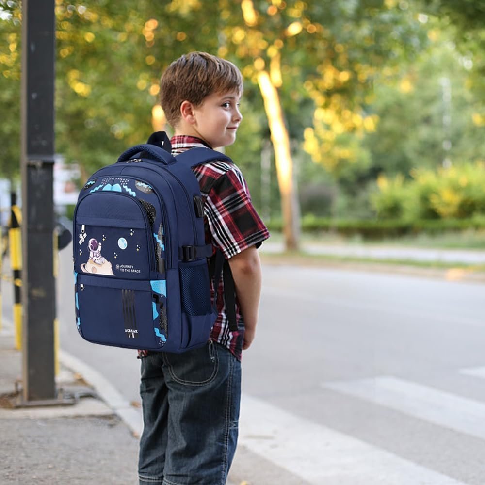 ACESAK Backpack for Boys - Boy Backpack Schoolbag for Boys Kids Children Teens Girls Elementary Middle School Bags, Waterproof Lightweight Kids Bookbag Backpacks Casual Daypack with Lunch Bag Set - Image 6