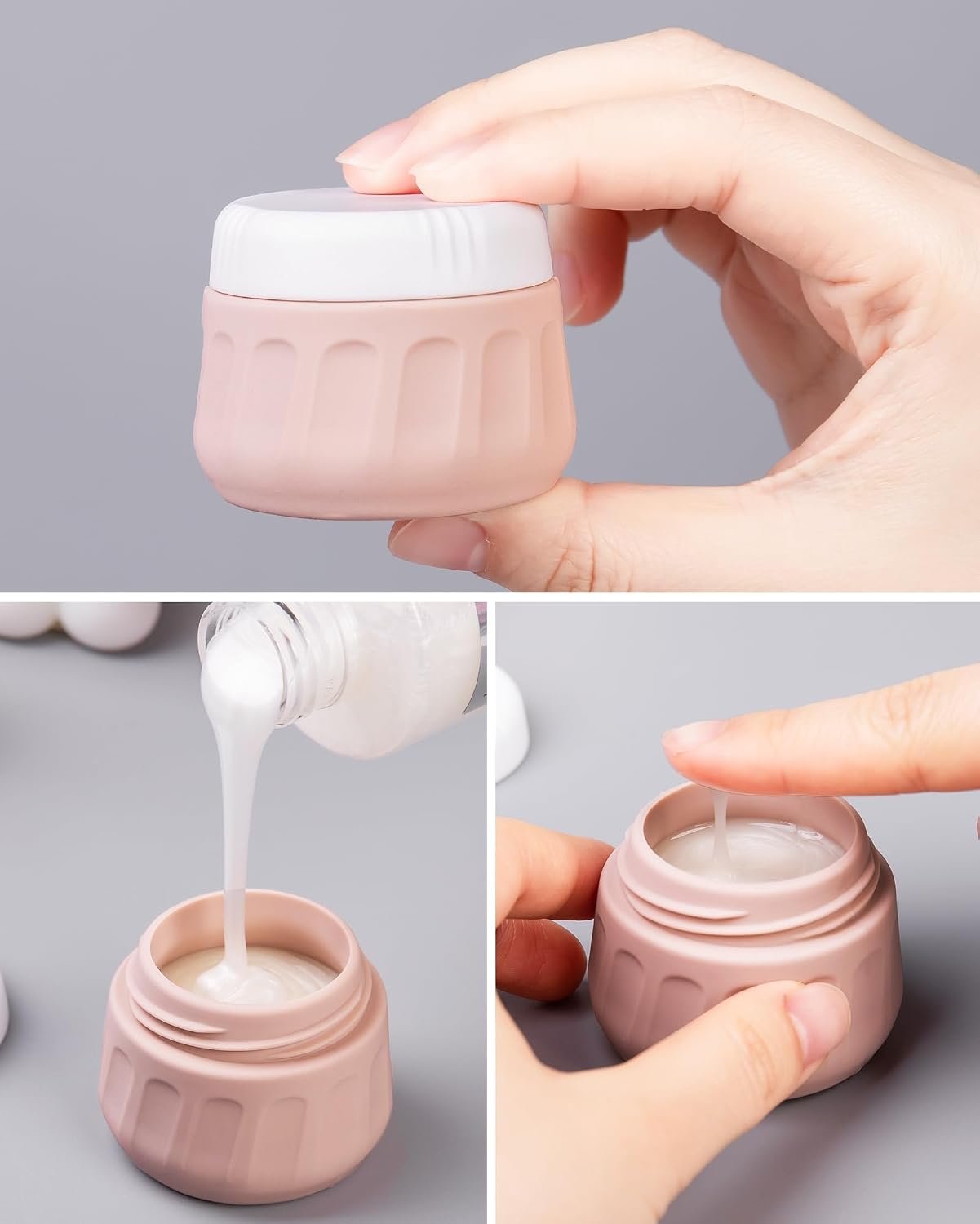 Mrsdry Travel Bottles for Toiletries 8 Pack, Travel Size Toiletries, Tsa Approved Travel Size Containers 3oz, with Travel Essentials Clear Bag, Leak Proof Silicone Squeezable Creams Jars - Image 3