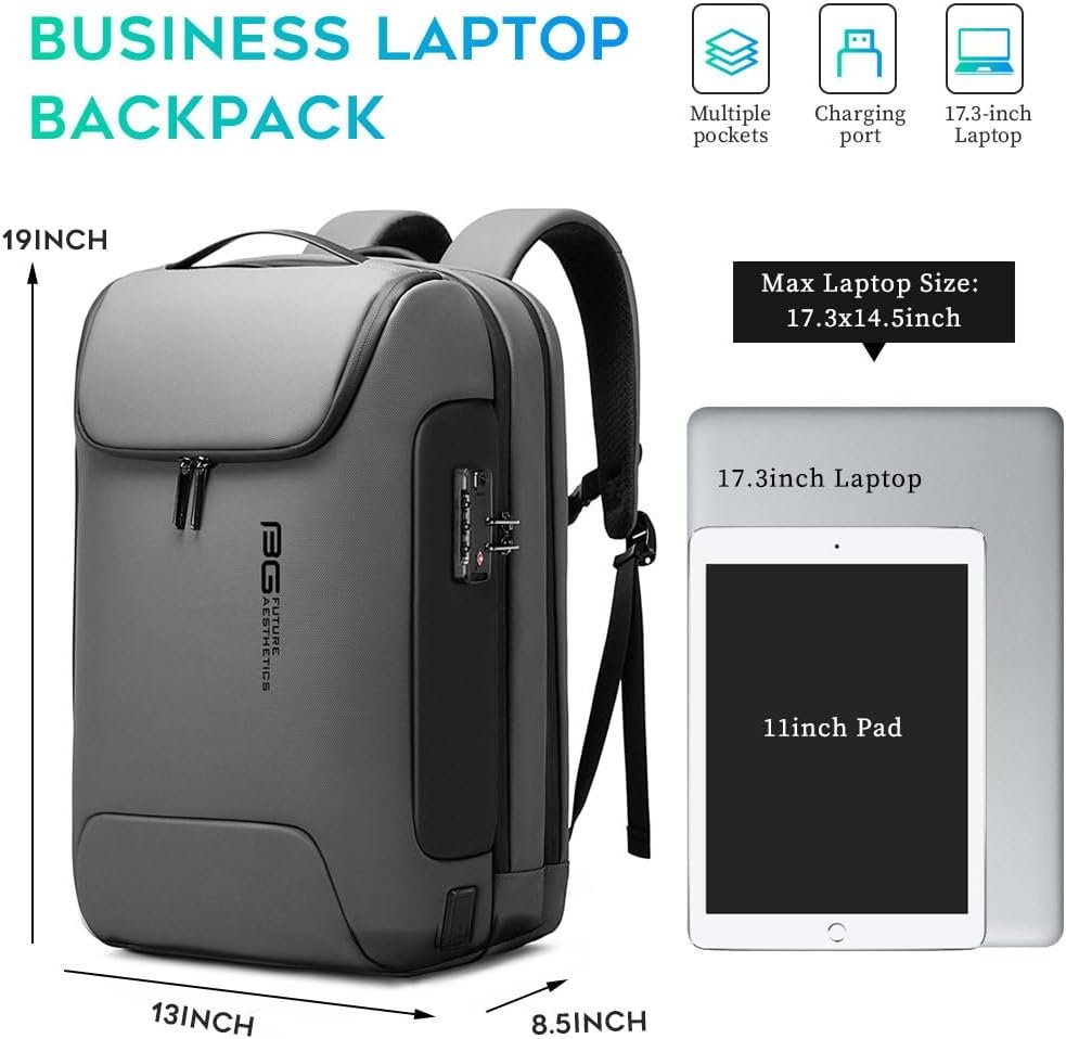 BANGE Anti Theft Backpack With TSA Lock,Waterproof Backpacks With YKK Zipper, High Tech Business Backpack For Men And Women, Laptop Backpack Fits For 17.3 Inch Notebook… - Image 4